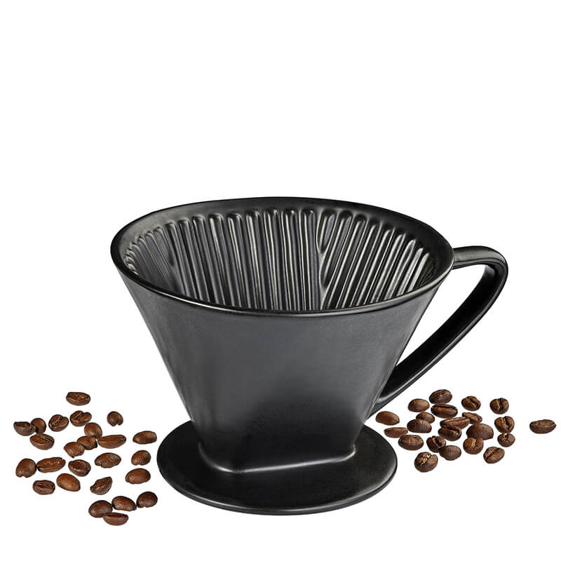 Cilio Kaffeefilter schwarz matt aus Porzellan für 8 - 10 Tassen, Gr. 4