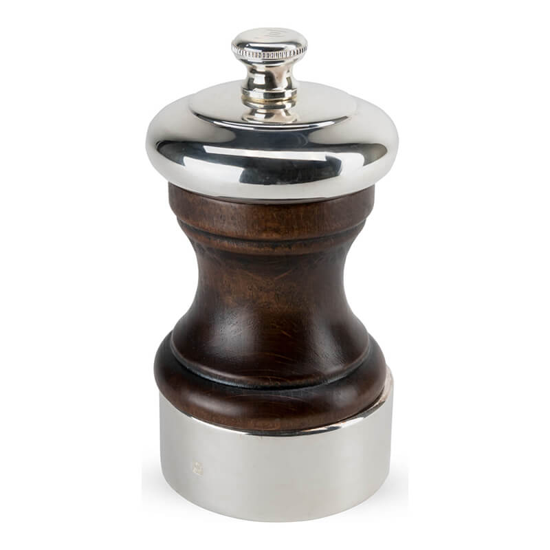 Peugeot Palace manuelle klassische Salzmühle versilbert & Holz poliert, 10 cm weitere Ansicht Peugeot Palace manuelle klassische Salzmühle versilbert & Holz poliert, 10 cm