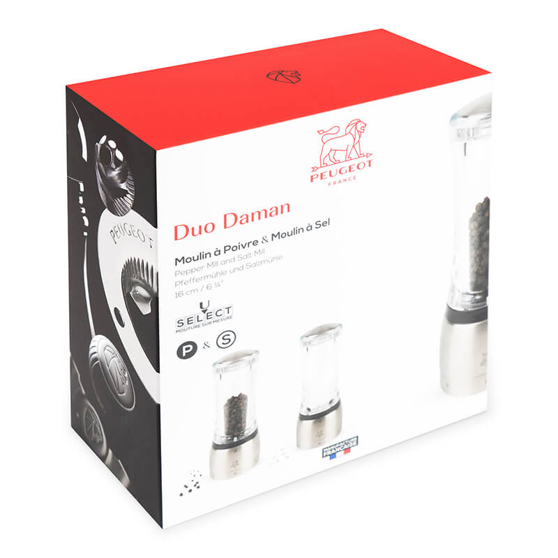 Peugeot Daman manuelle Pfeffermühle aus Acryl & Edelstahl mit u'Select-System, 16 cm weitere Ansicht Peugeot Daman manuelle Pfeffermühle aus Acryl & Edelstahl mit u'Select-System, 16 cm