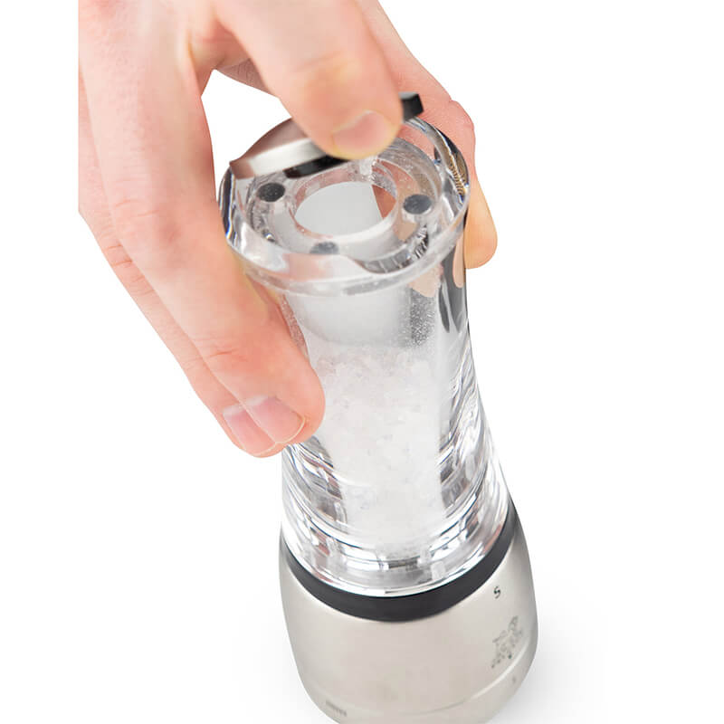Peugeot Daman manuelle Salzmühle aus Acryl & Edelstahl mit u'Select-System, 16 cm