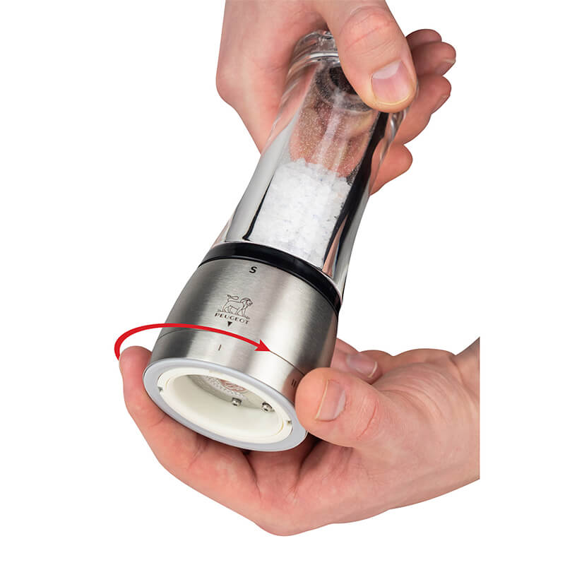 Peugeot Daman manuelle Salzmühle aus Acryl & Edelstahl mit u'Select-System, 16 cm