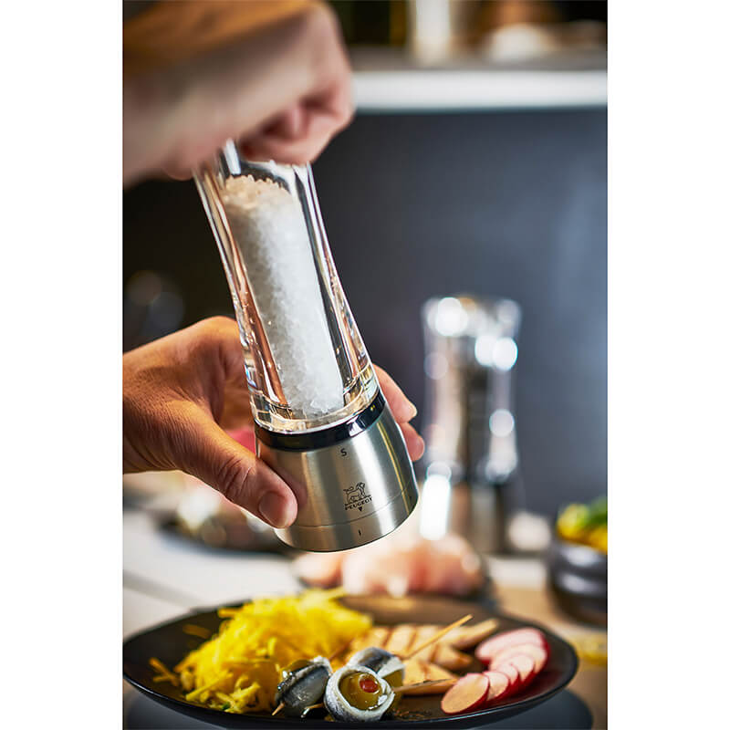 Peugeot Daman manuelle Salzmühle aus Acryl & Edelstahl mit u'Select-System, 21 cm