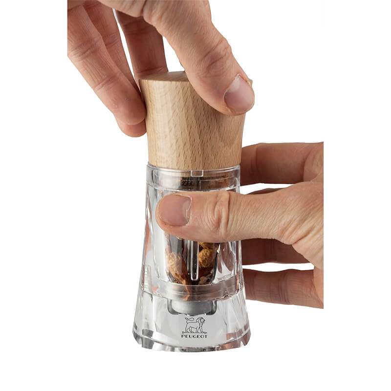 Peugeot Oléron manuelle Chilimühle aus Holz & Acryl natur, 14 cm