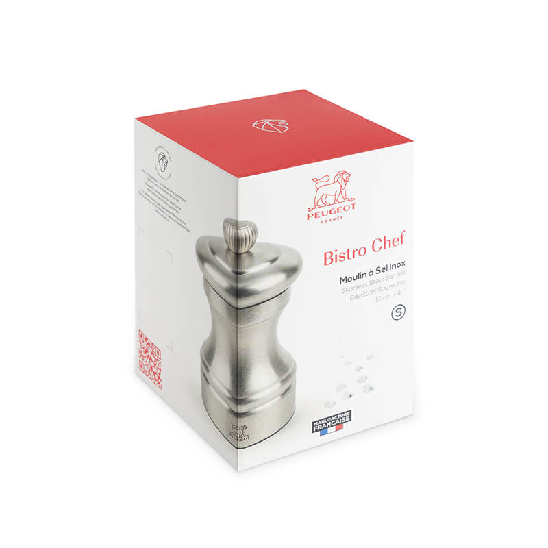 Peugeot Bistro Chef manuelle Salzmühle aus Edelstahl, 10 cm weitere Ansicht Peugeot Bistro Chef manuelle Salzmühle aus Edelstahl, 10 cm