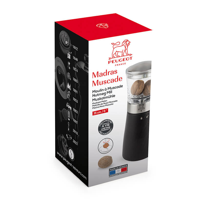 Peugeot Madras manuelle Muskatmühle aus Holz Schokolade 15 cm weitere Ansicht Peugeot Madras manuelle Muskatmühle aus Holz Schokolade 15 cm
