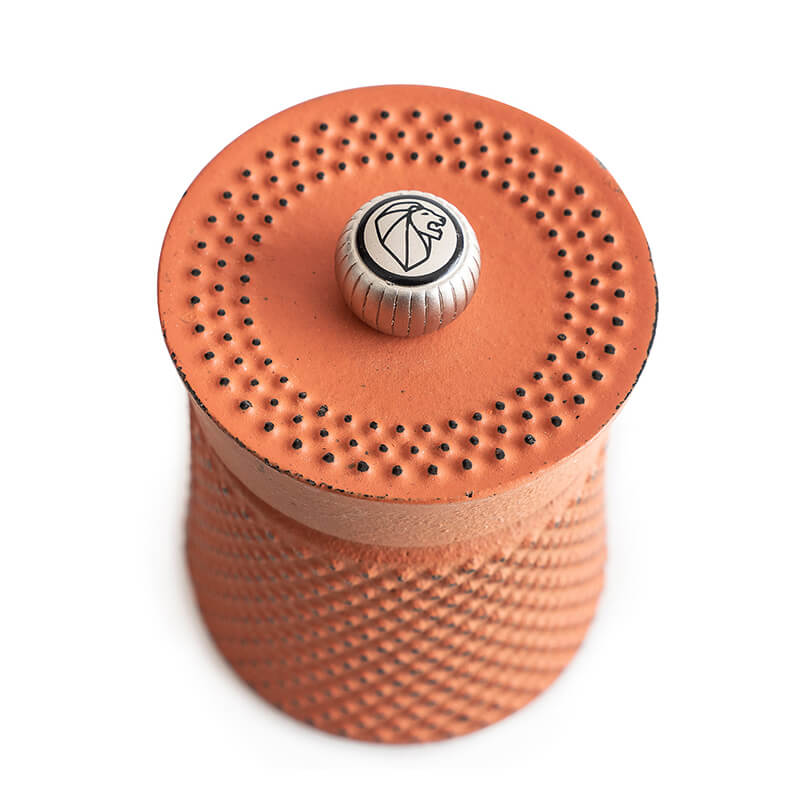 Peugeot Bali Fonte manuelle Pfeffermühle aus Gusseisen orange, 8 cm