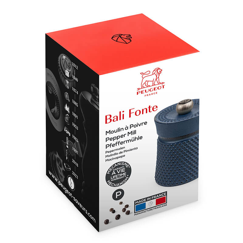 Peugeot Bali Fonte manuelle Pfeffermühle aus Gusseisen blau, 8 cm weitere Ansicht Peugeot Bali Fonte manuelle Pfeffermühle aus Gusseisen blau, 8 cm