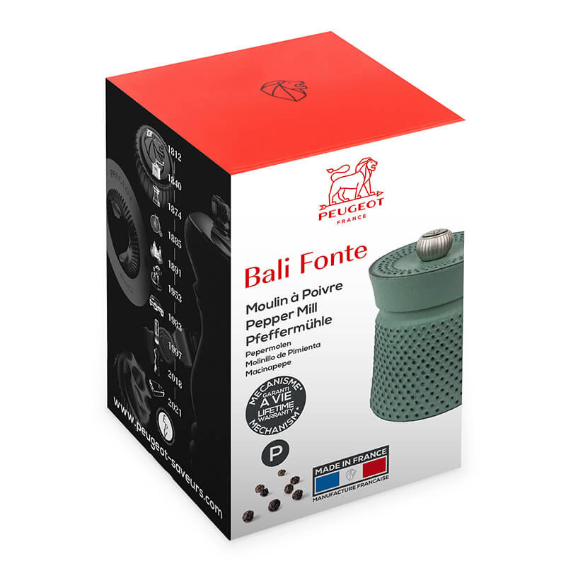 Peugeot Bali Fonte manuelle Pfeffermühle aus Gusseisen grün, 8 cm weitere Ansicht Peugeot Bali Fonte manuelle Pfeffermühle aus Gusseisen grün, 8 cm