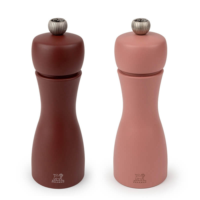 Peugeot Tahiti Duo manuelle Pfeffer- & Salzmühle aus Holz, Erde - kakaobraun & haselnussbraun, 15 cm weitere Ansicht Peugeot Tahiti Duo manuelle Pfeffer- & Salzmühle aus Holz, Erde - kakaobraun & haselnussbraun, 15 cm
