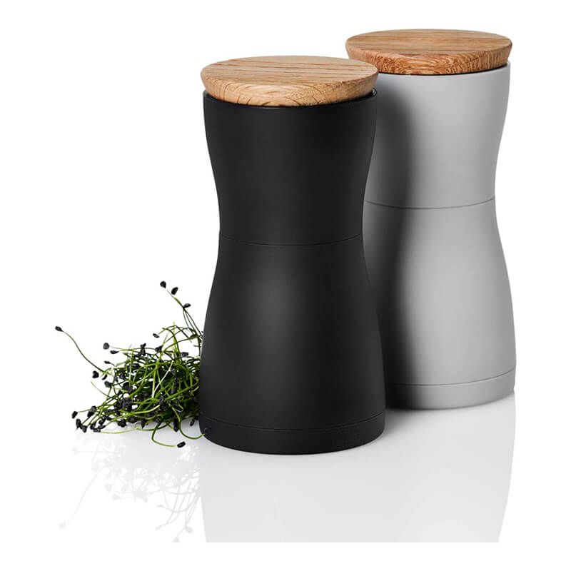 AdHoc Pfeffer- & Salzmühle Set Twin mit CeraCut® Ceramic Mahlwerk aus Eichenholz & Kunststoff black & grey, 13,3 cm weitere Ansicht AdHoc Pfeffer- & Salzmühle Set Twin mit CeraCut® Ceramic Mahlwerk aus Eichenholz & Kunststoff black & grey, 13,3 cm