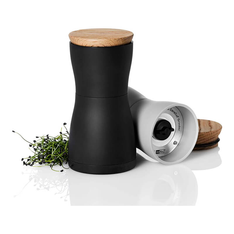 AdHoc Pfeffer- & Salzmühle Set Twin mit CeraCut® Ceramic Mahlwerk aus Eichenholz & Kunststoff black & grey, 13,3 cm weitere Ansicht AdHoc Pfeffer- & Salzmühle Set Twin mit CeraCut® Ceramic Mahlwerk aus Eichenholz & Kunststoff black & grey, 13,3 cm