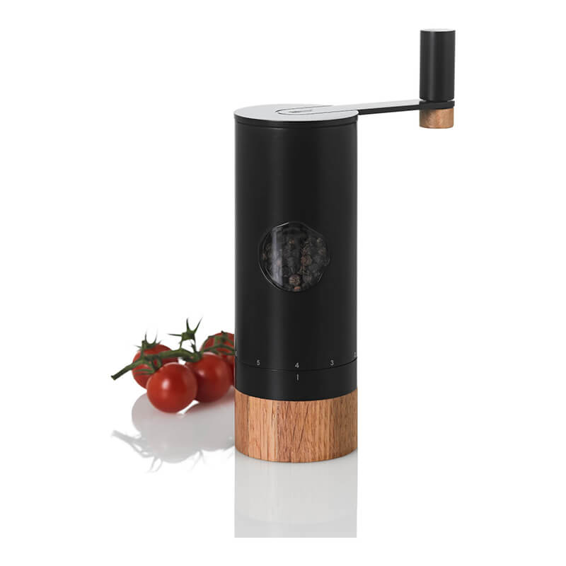 AdHoc Getriebemühle PowerMill für Pfeffer / Salz mit Ceramic Mahlwerk CeraCutXL® aus Akazienholz & Edelstahl schwarz, 20 cm weitere Ansicht AdHoc Getriebemühle PowerMill für Pfeffer / Salz mit Ceramic Mahlwerk CeraCutXL® aus Akazienholz & Edelstahl schwarz, 20 cm
