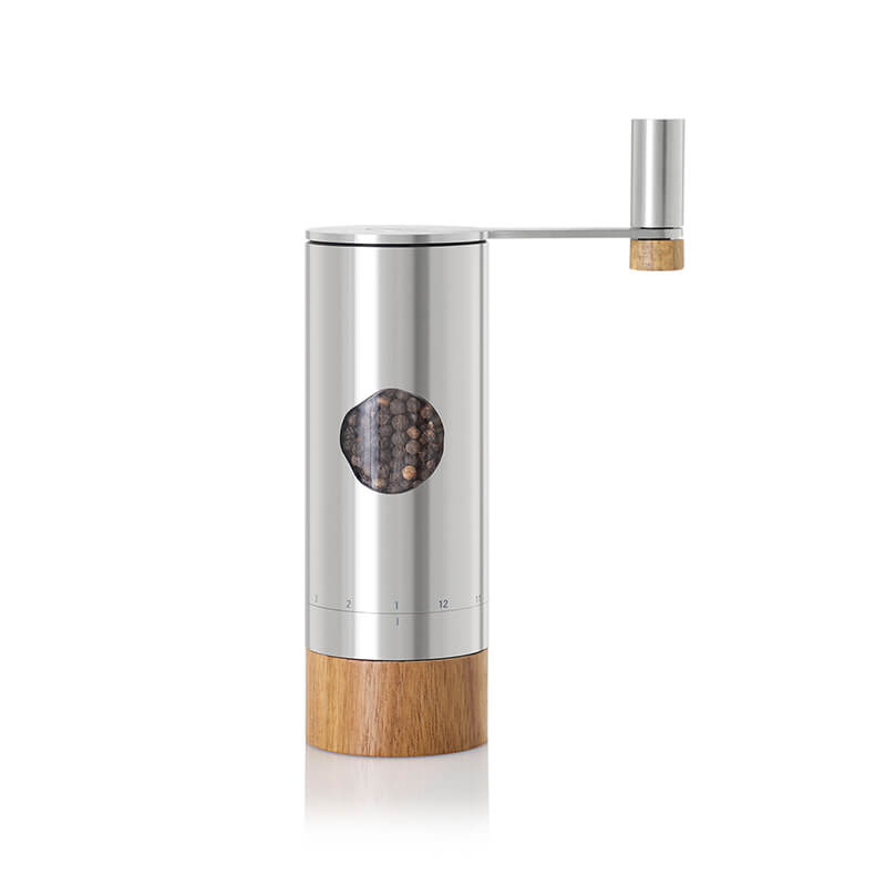 AdHoc Getriebemühle PowerMill für Pfeffer / Salz mit Ceramic Mahlwerk CeraCutXL® aus Akazienholz & Edelstahl silber, 20 cm weitere Ansicht AdHoc Getriebemühle PowerMill für Pfeffer / Salz mit Ceramic Mahlwerk CeraCutXL® aus Akazienholz & Edelstahl silber, 20 cm