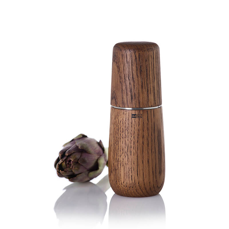 AdHoc Pfeffer- / Salzmühle Yono mit CeraCut® Ceramic Mahlwerk aus Eiche geölt & Edelstahl dunkel, 18 cm weitere Ansicht AdHoc Pfeffer- / Salzmühle Yono mit CeraCut® Ceramic Mahlwerk aus Eiche geölt & Edelstahl dunkel, 18 cm