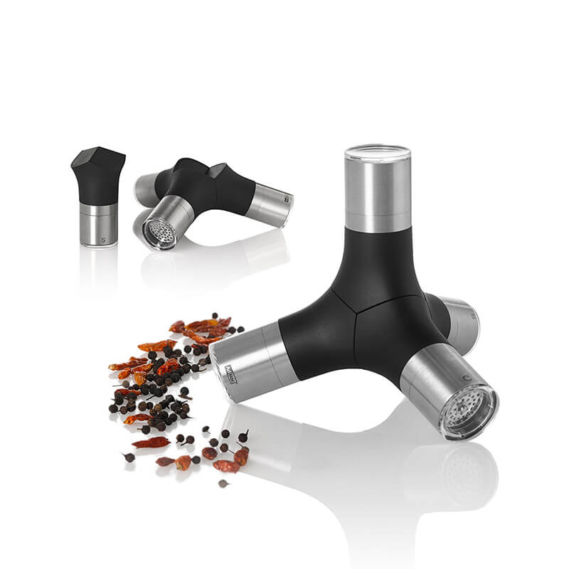 AdHoc 4-in-1 Mühle GIANT magnetisch für Pfeffer, Salz & Chili mit Ceramic Mahlwerke CeraCut® und original SchneidWerk® aus Edelstahl & Kunststoff weitere Ansicht AdHoc 4-in-1 Mühle GIANT magnetisch für Pfeffer, Salz & Chili mit Ceramic Mahlwerke CeraCut® und original SchneidWerk® aus Edelstahl & Kunststoff