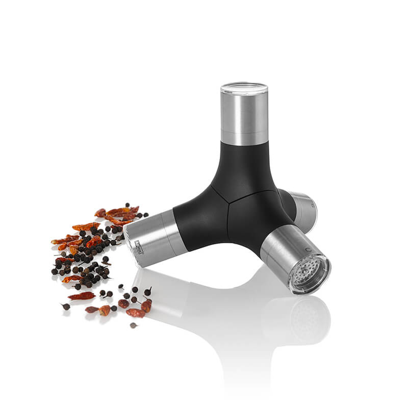 AdHoc 4-in-1 Mühle GIANT magnetisch für Pfeffer, Salz & Chili mit Ceramic Mahlwerke CeraCut® und original SchneidWerk® aus Edelstahl & Kunststoff weitere Ansicht AdHoc 4-in-1 Mühle GIANT magnetisch für Pfeffer, Salz & Chili mit Ceramic Mahlwerke CeraCut® und original SchneidWerk® aus Edelstahl & Kunststoff