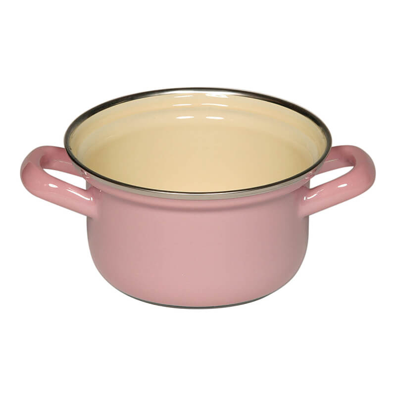 Riess Kasserolle mit Chromring ohne Deckel rosa, 12 cm - 0,5 l weitere Ansicht Riess Kasserolle mit Chromring ohne Deckel rosa, 12 cm - 0,5 l