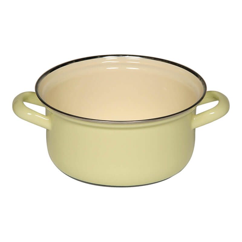 Riess Kasserolle mit Chromring ohne Deckel gelb, 16 cm - 1 l weitere Ansicht Riess Kasserolle mit Chromring ohne Deckel gelb, 16 cm - 1 l