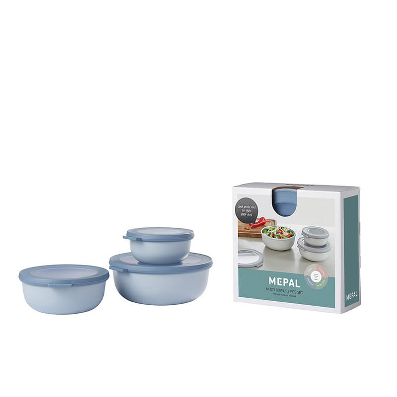 Mepal Multischüssel Set Cirqula rund nordic blue, flach - 350 ml, 750 ml, 1250 ml weitere Ansicht Mepal Multischüssel Set Cirqula rund nordic blue, flach - 350 ml, 750 ml, 1250 ml