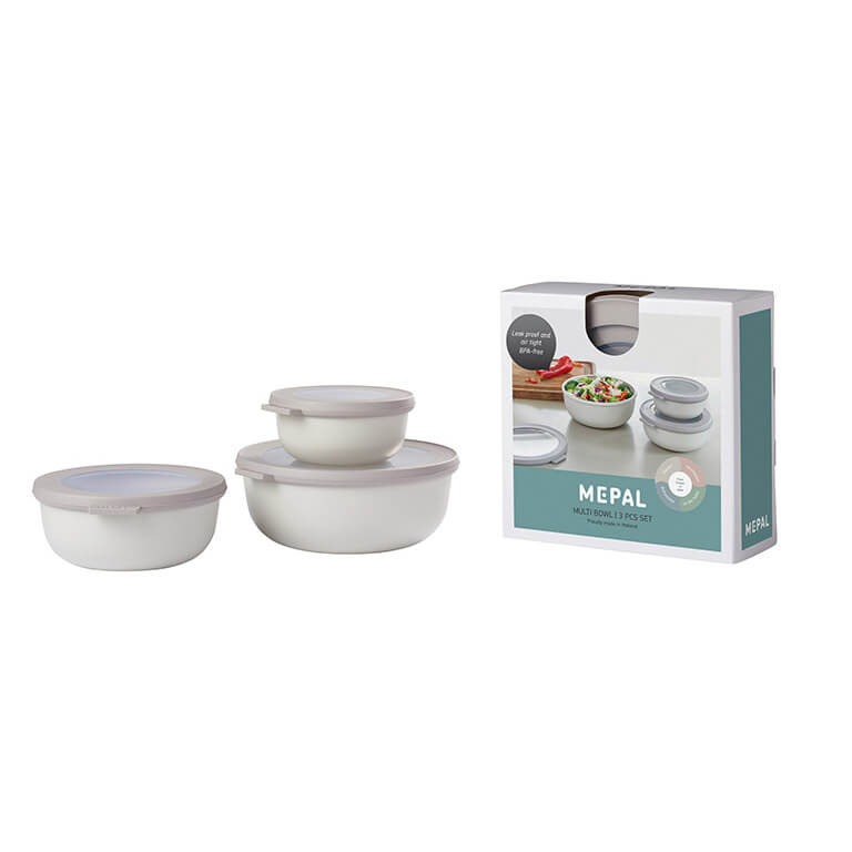 Mepal Multischüssel Set Cirqula rund nordic white, flach - 350 ml, 750 ml, 1250 ml weitere Ansicht Mepal Multischüssel Set Cirqula rund nordic white, flach - 350 ml, 750 ml, 1250 ml
