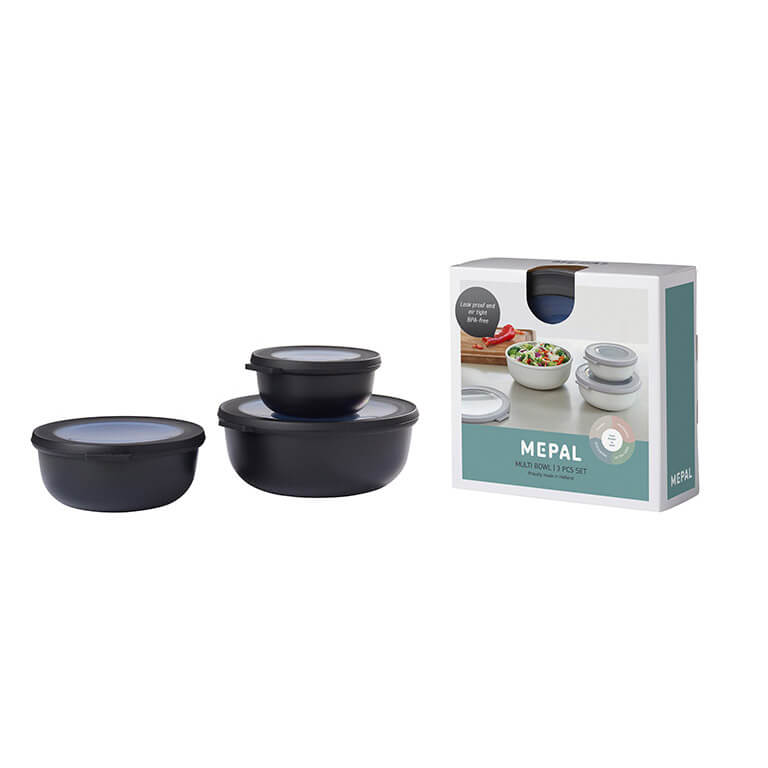 Mepal Multischüssel Set Cirqula rund nordic black, flach - 350 ml, 750 ml, 1250 ml weitere Ansicht Mepal Multischüssel Set Cirqula rund nordic black, flach - 350 ml, 750 ml, 1250 ml