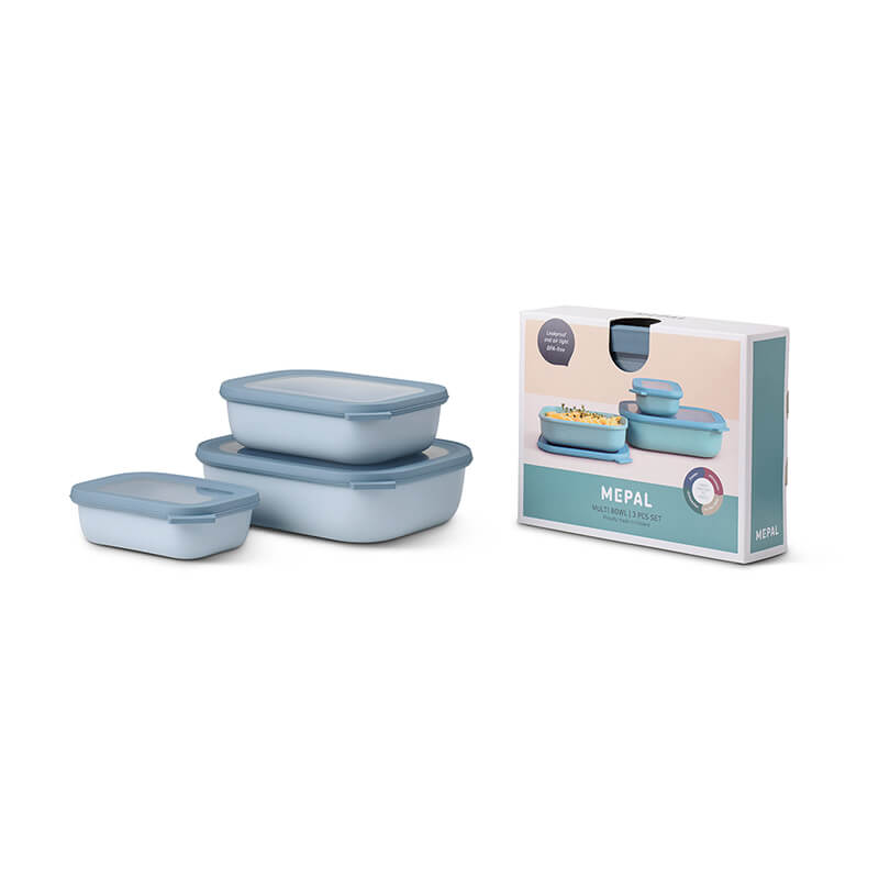 Mepal Multischüssel Set Cirqula rechteckig nordic blue, flach - 500 ml, 1000 ml, 2000 ml weitere Ansicht Mepal Multischüssel Set Cirqula rechteckig nordic blue, flach - 500 ml, 1000 ml, 2000 ml