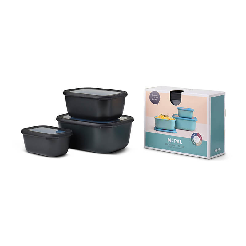 Mepal Multischüssel Set Cirqula rechteckig nordic black, hoch - 750 ml, 1500 ml, 3000 ml weitere Ansicht Mepal Multischüssel Set Cirqula rechteckig nordic black, hoch - 750 ml, 1500 ml, 3000 ml