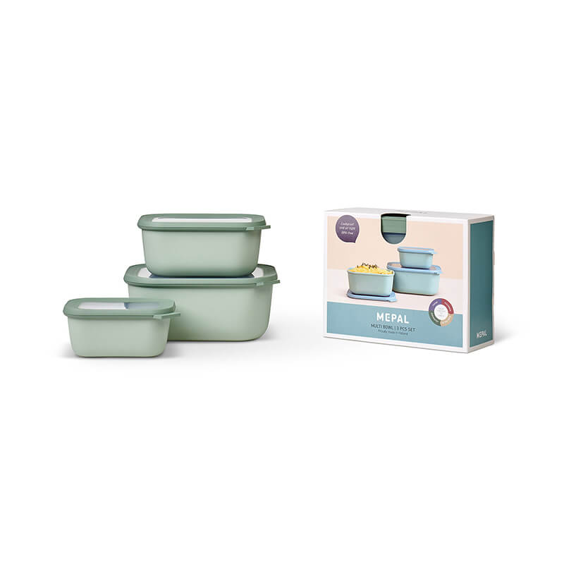 Mepal Multischüssel Set Cirqula rechteckig nordic sage, hoch - 750 ml, 1500 ml, 3000 ml weitere Ansicht Mepal Multischüssel Set Cirqula rechteckig nordic sage, hoch - 750 ml, 1500 ml, 3000 ml