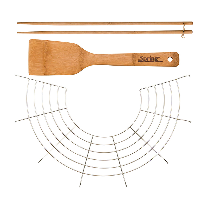 Spring Wok-Set aus Gusseisen mit Glasdeckel, Ø 35 cm