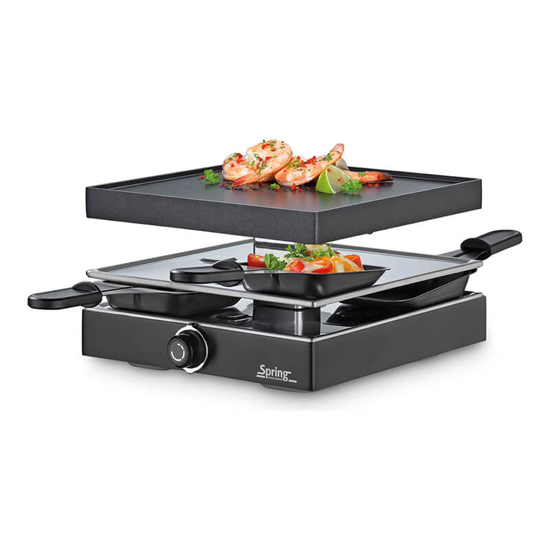 Spring Raclette Classic mit Alugrillplatte für 4 Personen, schwarz weitere Ansicht Spring Raclette Classic mit Alugrillplatte für 4 Personen, schwarz
