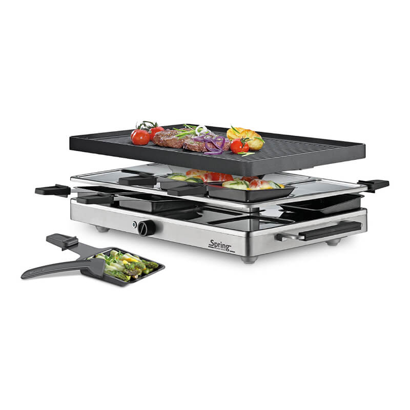 Spring Raclette Classic mit Alugrillplatte für 8 Personen, Edelstahl weitere Ansicht Spring Raclette Classic mit Alugrillplatte für 8 Personen, Edelstahl