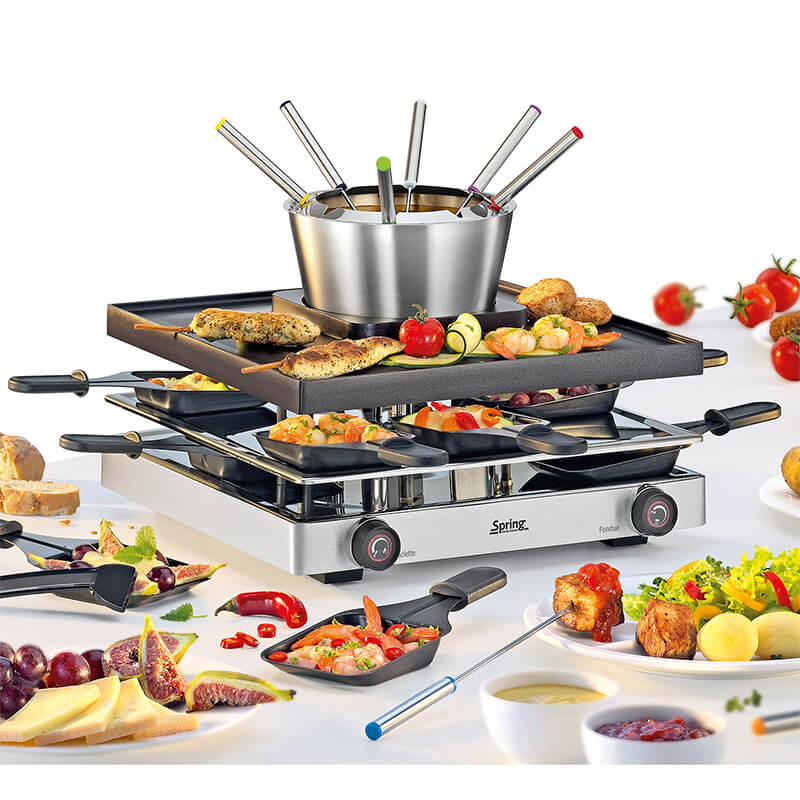 Spring Raclette Fondue 8 Classic 3 in 1 - Raclette, Fondue & Tischgrill