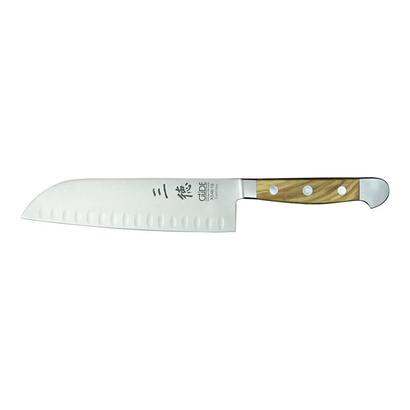 Güde Santoku Messer 18 cm mit Kulle Alpha-Olive, Griff Olivenholz weitere Ansicht Güde Santoku Messer 18 cm mit Kulle Alpha-Olive, Griff Olivenholz