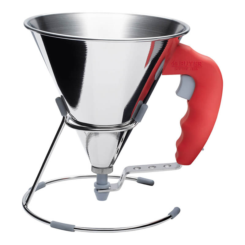 De Buyer Mini Fondanttrichter Kwik mit Untersatz 0,8l, rot weitere Ansicht De Buyer Mini Fondanttrichter Kwik mit Untersatz 0,8l, rot