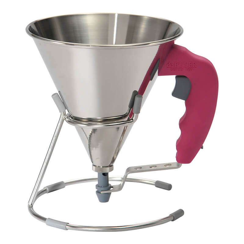 De Buyer Mini Fondanttrichter Kwik mit Untersatz 0,8l, pink