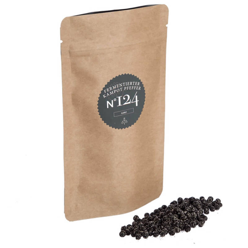 Fermentierter Kampot Pfeffer schwarz Nachfüllpack N° 124 von Rimoco, 65 g weitere Ansicht Fermentierter Kampot Pfeffer schwarz Nachfüllpack N° 124 von Rimoco, 65 g
