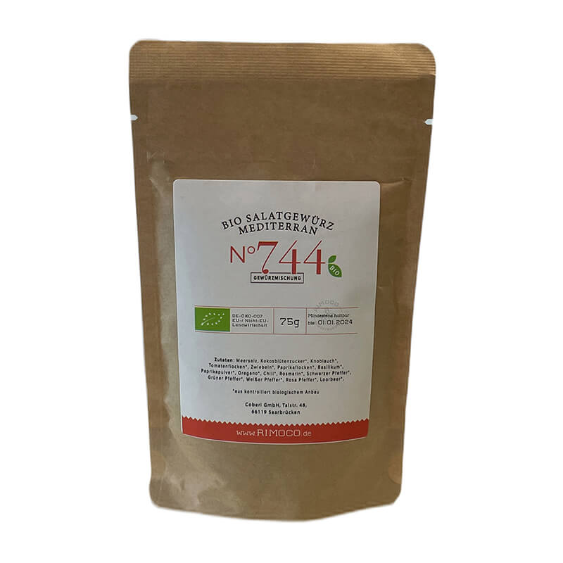 Bio Salatgewürz Mediterran Gewürzmischung Nachfüllpack N° 744 von Rimoco, 75 g weitere Ansicht Bio Salatgewürz Mediterran Gewürzmischung Nachfüllpack N° 744 von Rimoco, 75 g