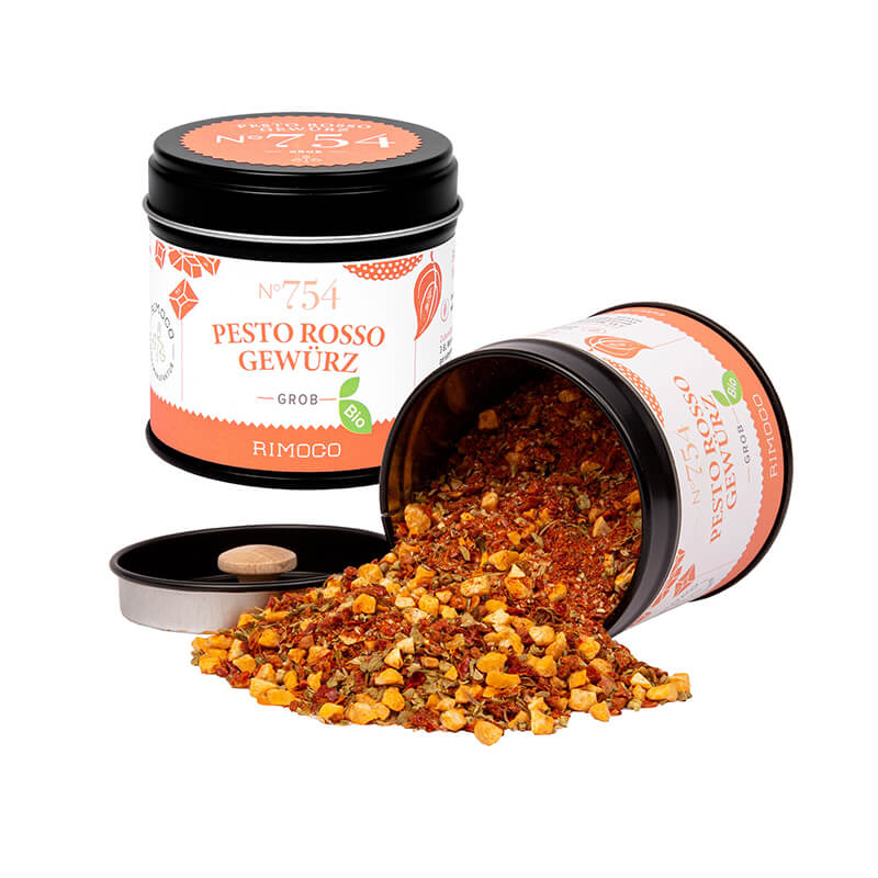 Bio Pesto Rosso Gewürzmischung N° 754 von Rimoco, 75 g weitere Ansicht Bio Pesto Rosso Gewürzmischung N° 754 von Rimoco, 75 g