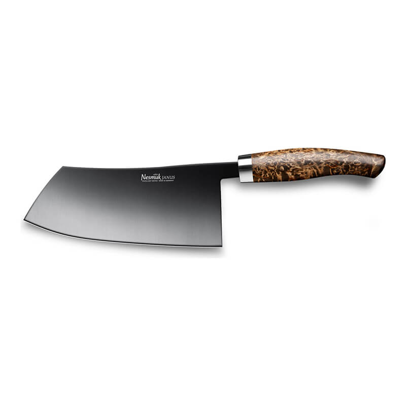 Nesmuk JANUS Chinesisches Kochmesser 180 mm, Griff Karelische Maserbirke weitere Ansicht Nesmuk JANUS Chinesisches Kochmesser 180 mm, Griff Karelische Maserbirke