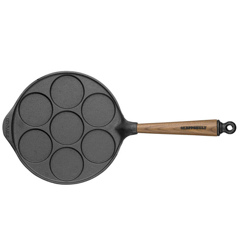 Skeppshult Pfanne für 7 kleine Pfannkuchen mit Holzgriff Walnuss, 23 cm