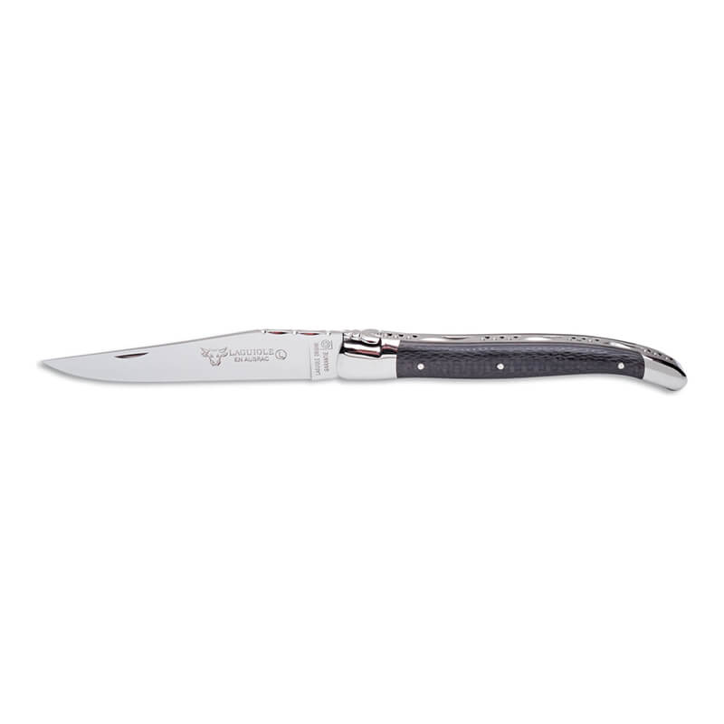 Laguiole en Aubrac Taschenmesser - 12 cm Klinge, Griff Carbon glanz