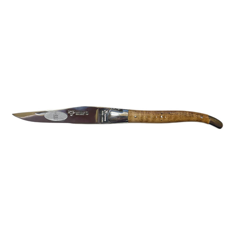 Laguiole en Aubrac Taschenmesser - 12 cm Klinge & Doppelplatine, Griff geflemmte Ahorn weitere Ansicht Laguiole en Aubrac Taschenmesser - 12 cm Klinge & Doppelplatine, Griff geflemmte Ahorn