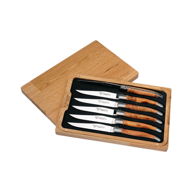 Laguiole en Aubrac Steakmesserset 6 Stk. Griff Wacholder weitere Ansicht Laguiole en Aubrac Steakmesserset 6 Stk. Griff Wacholder