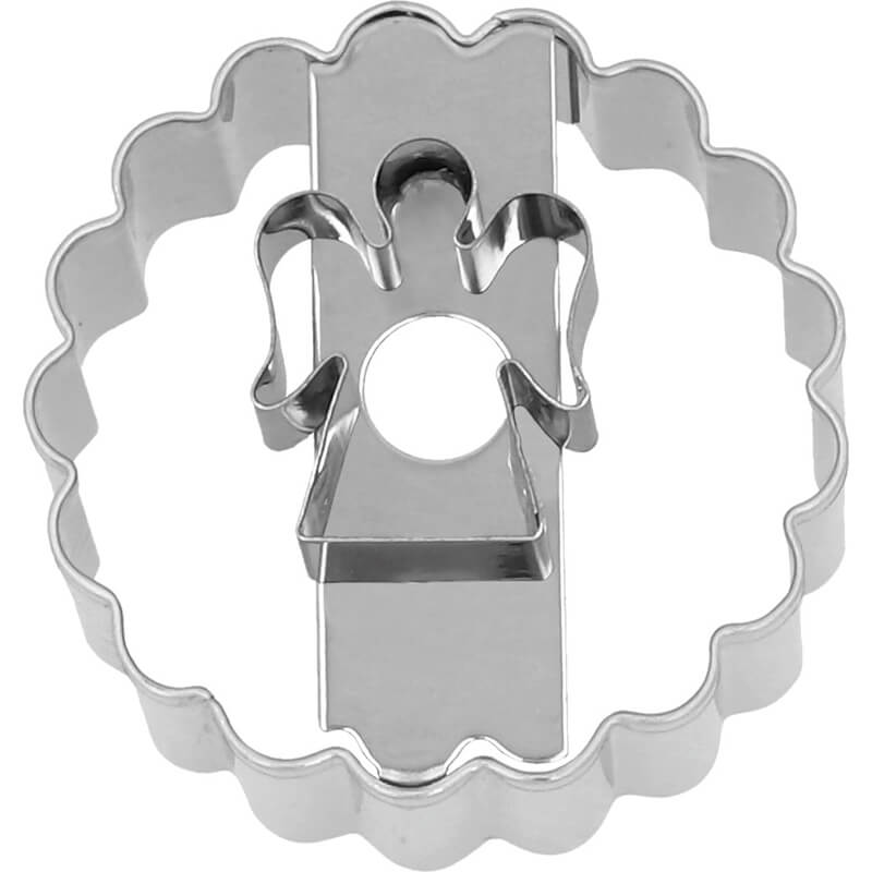 Ausstechform Linzer Engel 5 cm doppelseitig nutzbar mit Banderole von Birkmann
