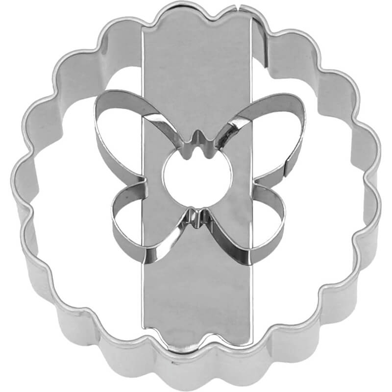 Ausstechform Linzer Schmetterling doppelseitig nutzbar mit Banderole 5 cm von Birkmann