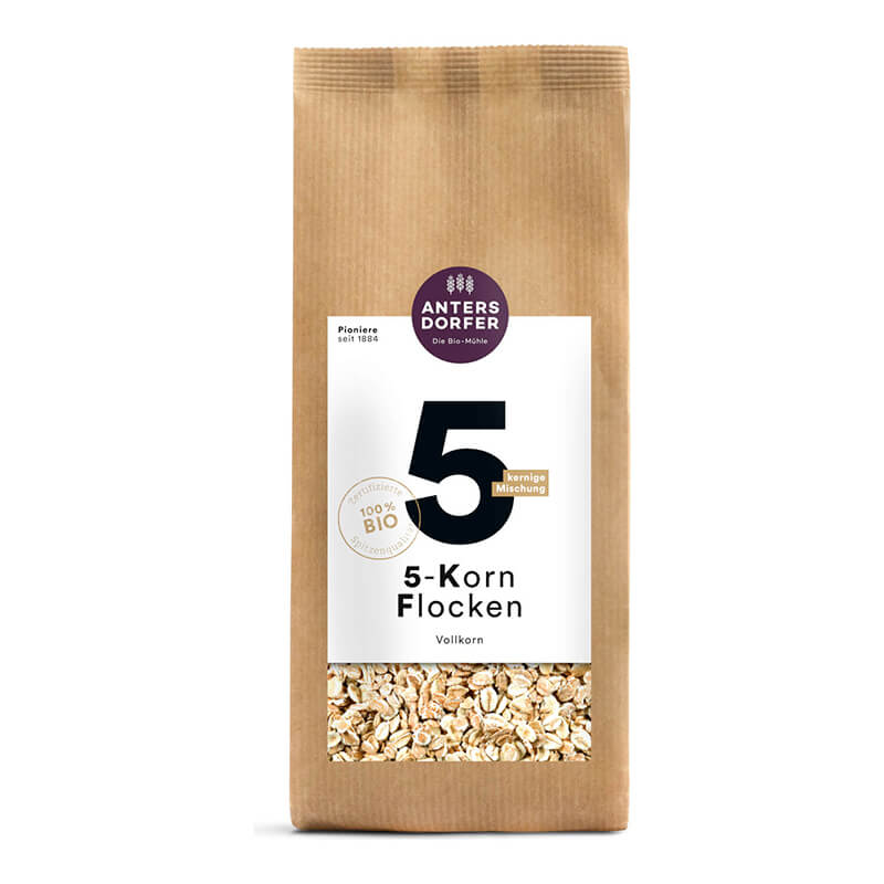 Bio 5-Korn-Flocken Vollkorn von Antersdorfer Mühle, 500 g