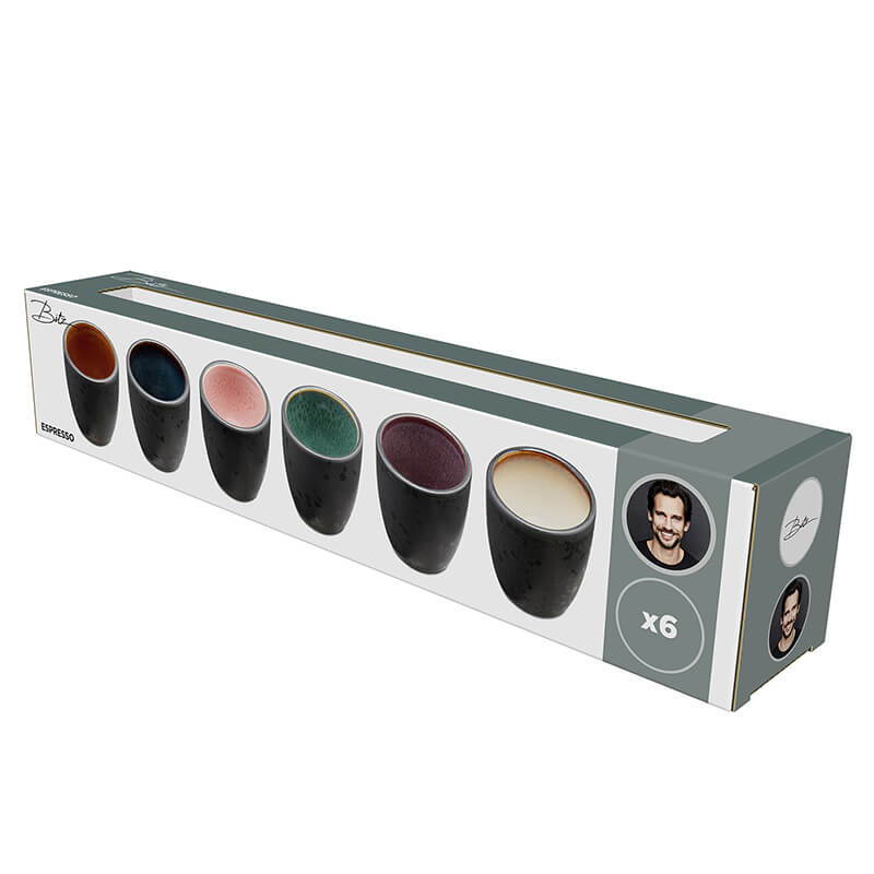 BITZ Espressotassen aus Steinzeug 100 ml 6er Set, schwarz - bunt weitere Ansicht BITZ Espressotassen aus Steinzeug 100 ml 6er Set, schwarz - bunt