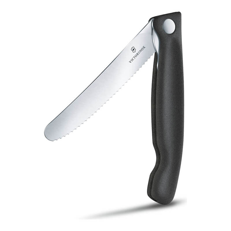 Victorinox Gemüsemesser Swiss Classic klappbar 11 cm mit Wellenschliff, Griff schwarz