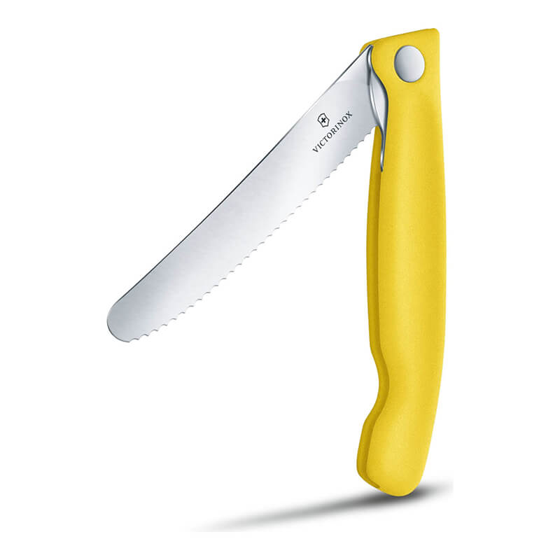 Victorinox Gemüsemesser Swiss Classic klappbar 11 cm mit Wellenschliff, Griff gelb weitere Ansicht Victorinox Gemüsemesser Swiss Classic klappbar 11 cm mit Wellenschliff, Griff gelb