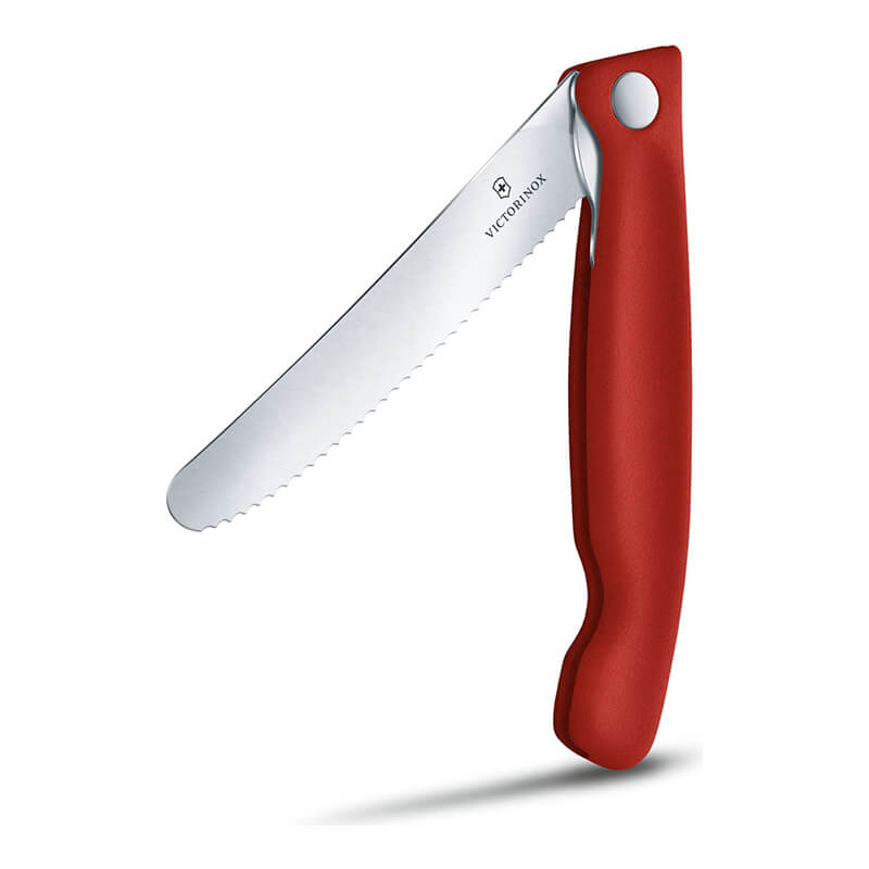 Victorinox Gemüsemesser Swiss Classic klappbar 11 cm mit Wellenschliff, Griff rot weitere Ansicht Victorinox Gemüsemesser Swiss Classic klappbar 11 cm mit Wellenschliff, Griff rot